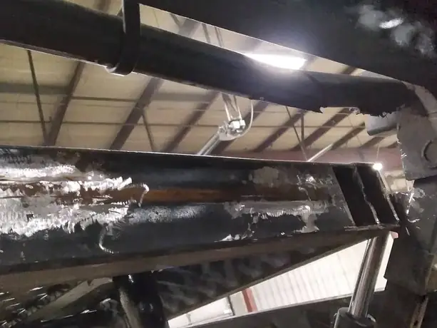 Trailer frame member welded and reinforced